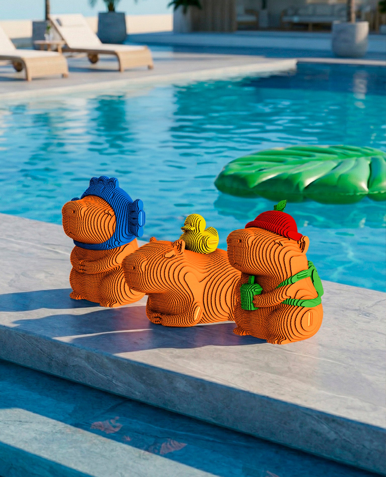 Cartonic CAPYBARA TRIO  3D Model Puzzle