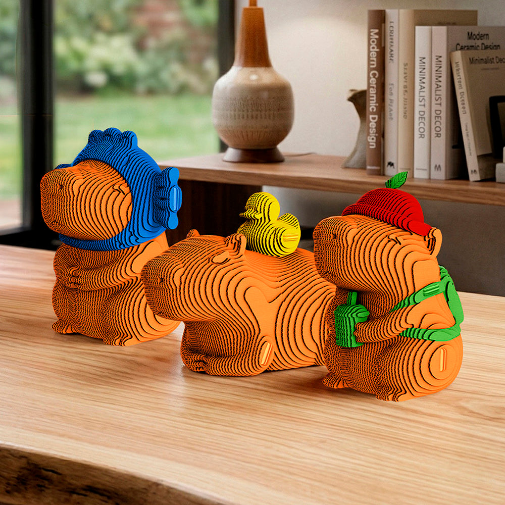 Cartonic CAPYBARA TRIO  3D Model Puzzle
