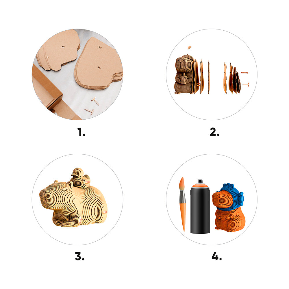 Cartonic CAPYBARA TRIO  3D Model Puzzle