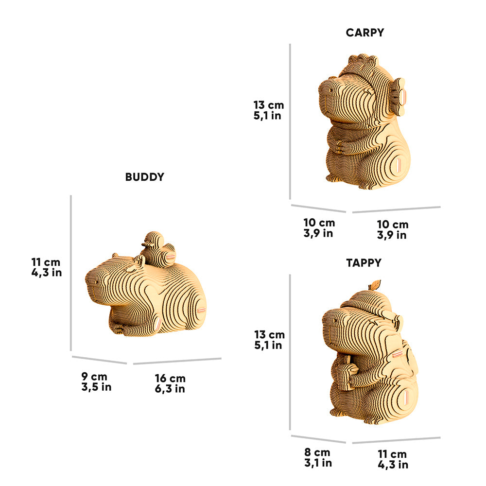 Cartonic CAPYBARA TRIO  3D Model Puzzle