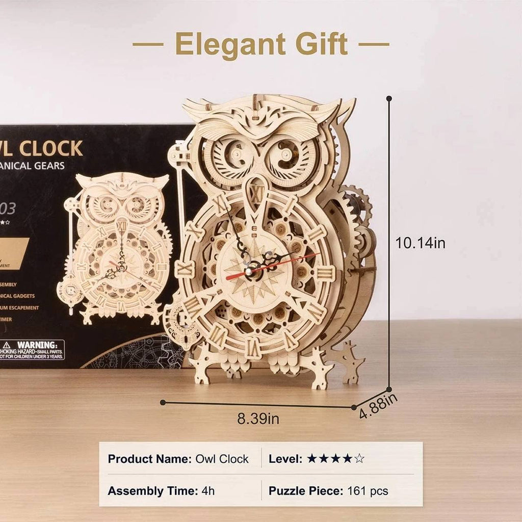 ROKR Owl Clock Mechanical 3D Model Puzzle